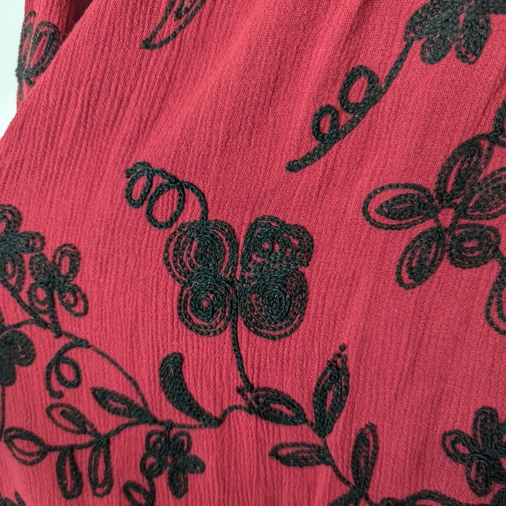 Forgotten Grace Red Embroider Off The Shoulder Women L Fairy Peplum Ruffle Hem - Picture 5 of 9